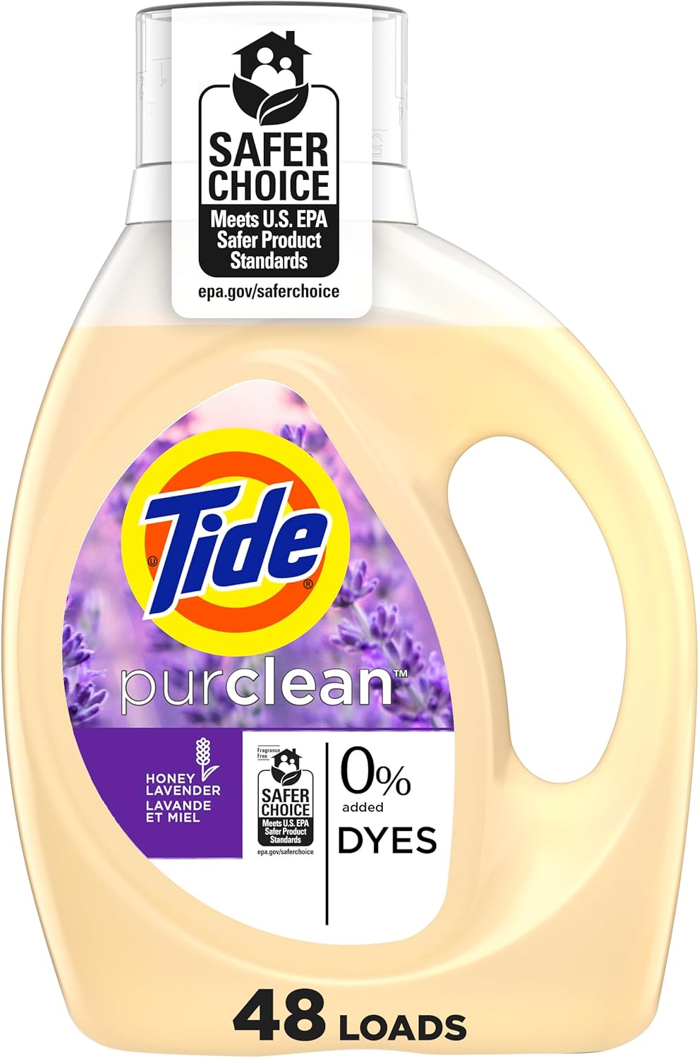 Tide Purclean Liquid Laundry Detergent, Honey Lavender Scent, 63 fl oz, 48 Loads