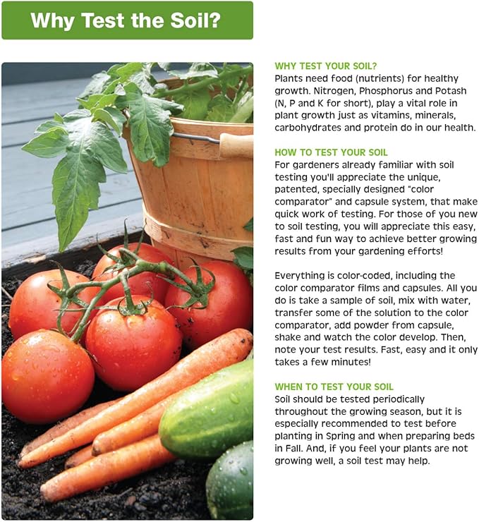 Rapitest Soil Test Kit for Gardens, Vegetables, Flowers and Lawns. USA designed and assembled soil tester completely, quickly and accurately measures/analyzes soil pH acidity and garden nutrients. - Cart Shape