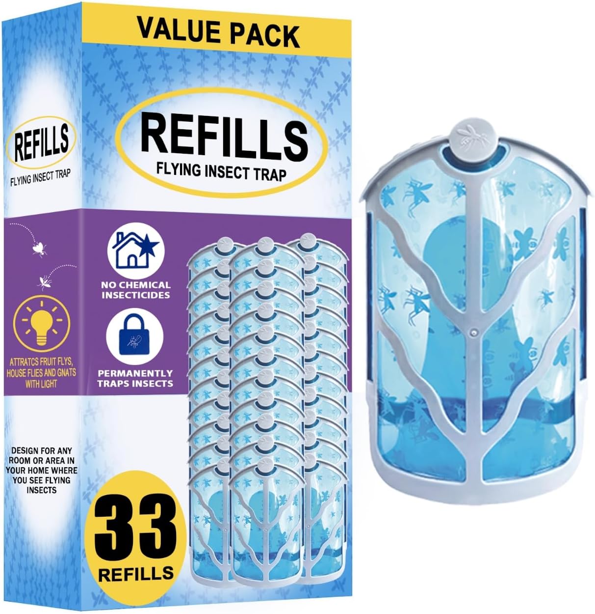 BAIMNOCM 33 Pack Refills Cartridge Compatible with Zevo Flying Insect Trap Refill M364 M364A and Max, White