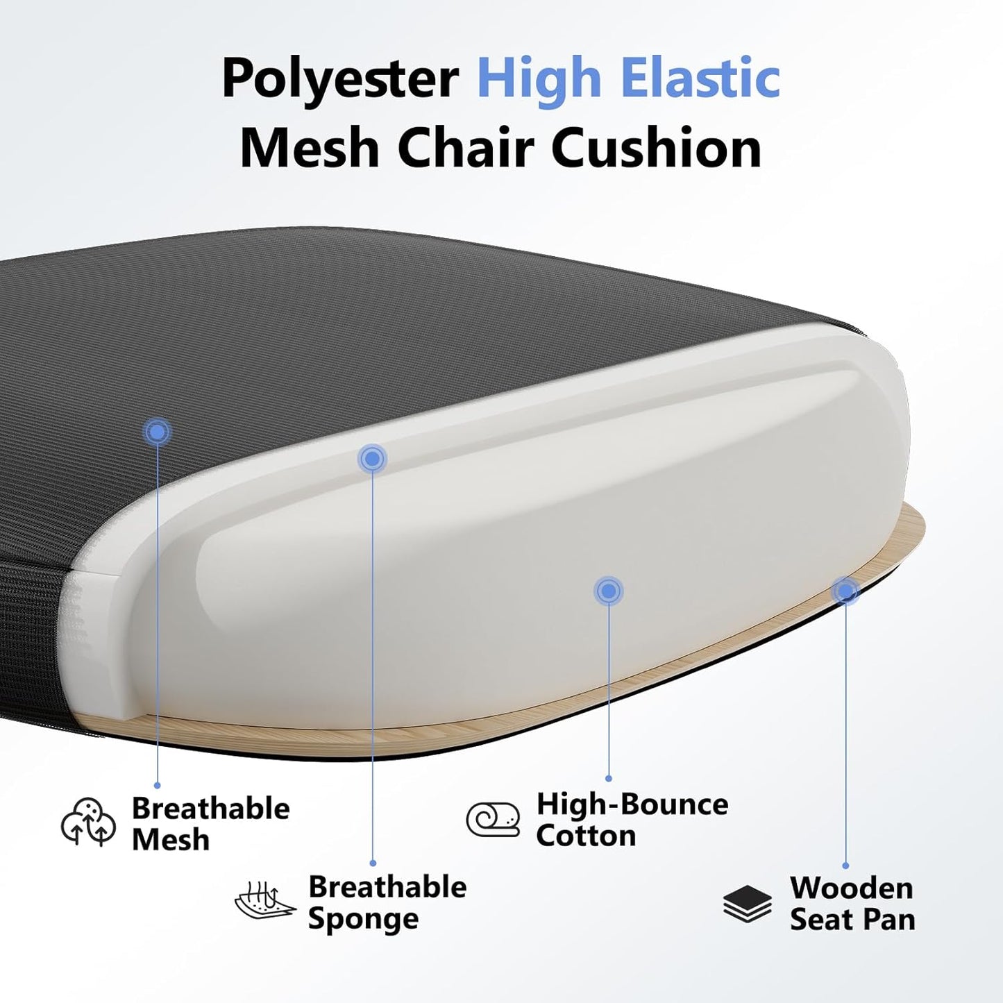 Computer Desk Chair, Ergonomic Office Chair M903 with Wheels, High Back Mesh Office Chair with Adjustable Lumbar Support, Headrest, Flip-Up Armrests, Black