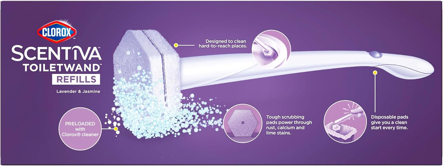 CLOROX Scentiva ToiletWand Refills, Lavender and Jasmine, Dorm Room Essentials, 10 Count