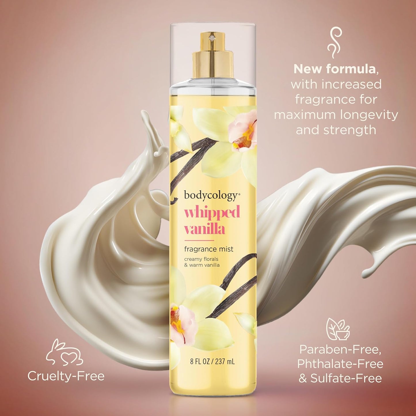 Bodycology Long-Lasting Fragrance Body Mist, Whipped Vanilla, 8 fl oz - Cart Shape