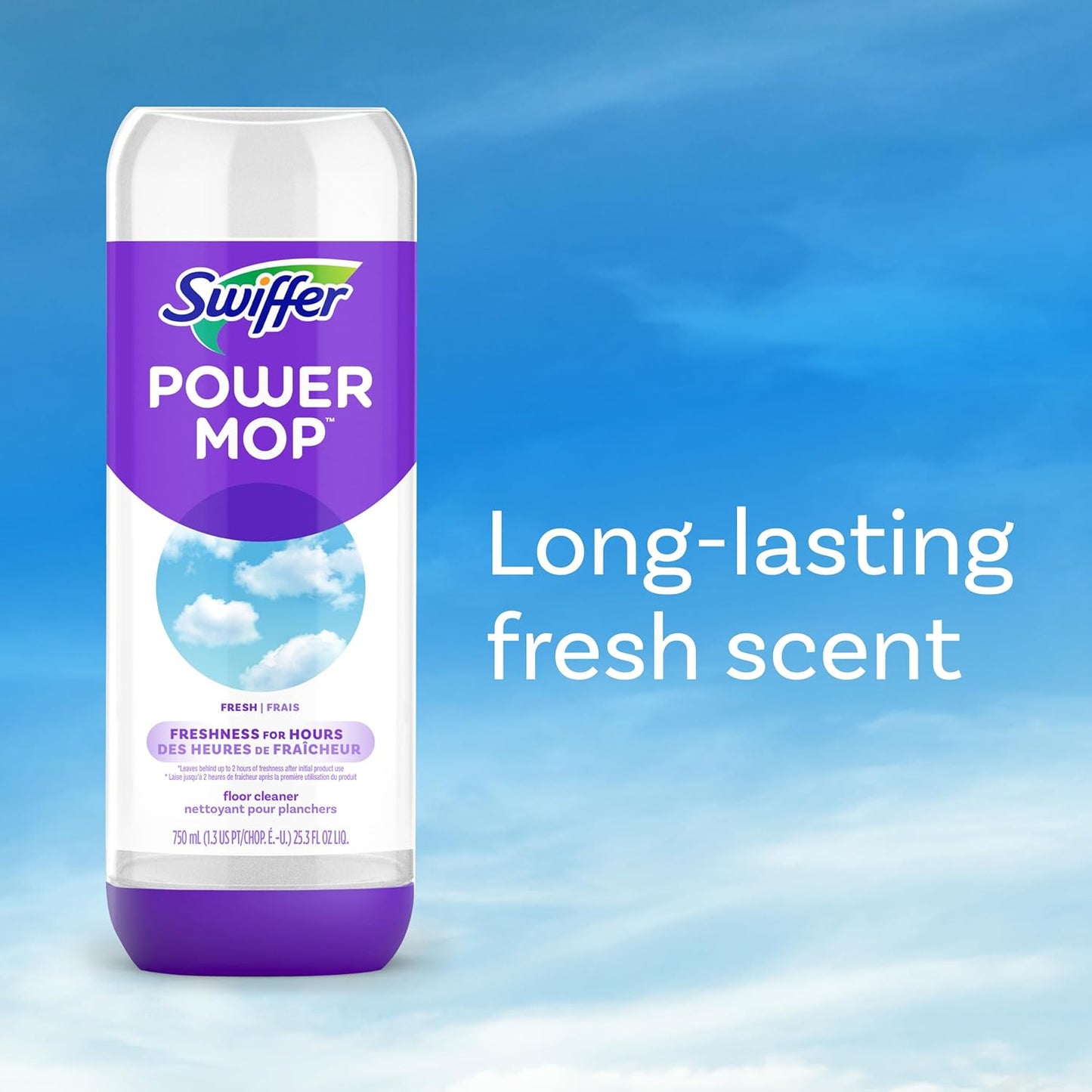 Swiffer PowerMop Floor Cleaning Solution with Fresh Scent, PowerMop Refills, Floor Cleaner for Mopping, 25.3 fl oz, 2 Pack