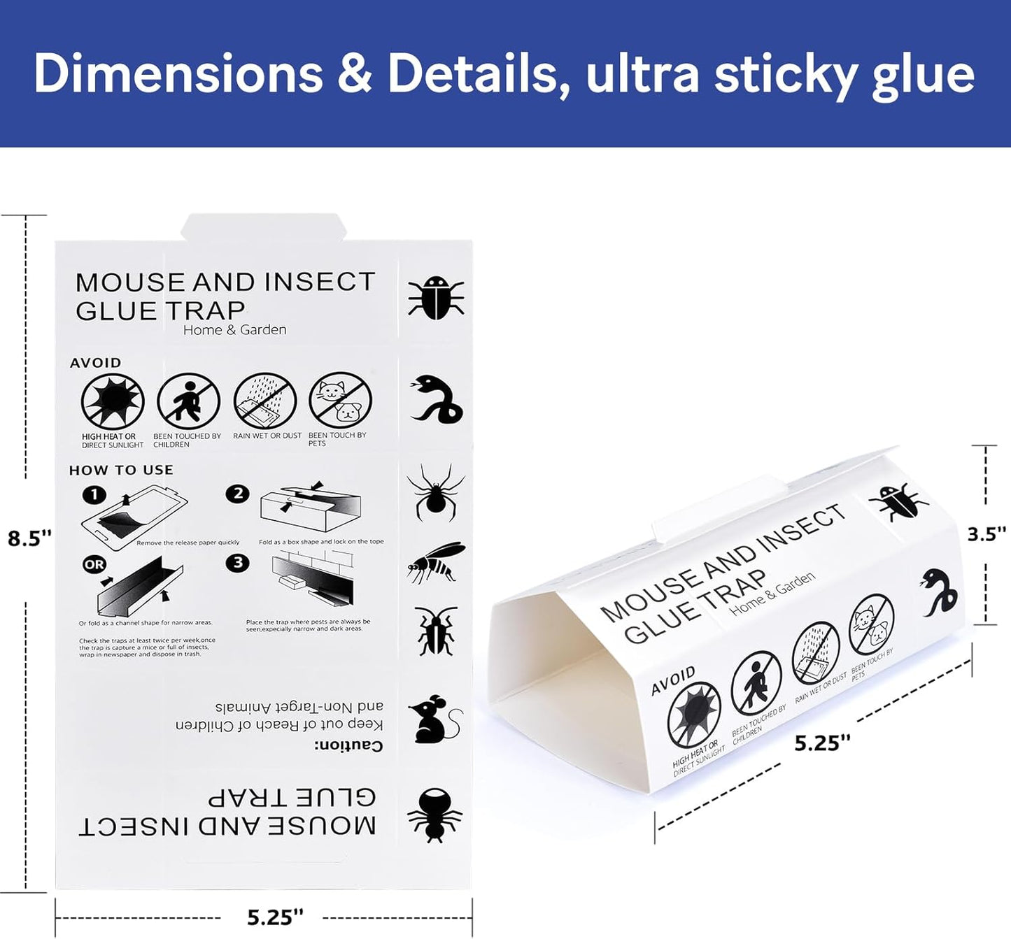 38Pack Mouse & Insect Traps Indoor for Home, Glue Traps for Mice Roach Rats Rodents Ant, Sticky Pest Control Adhesive Tray for Catching Bugs, Sesame Oil Scent Non Toxic Pre-Baited Glue Boards