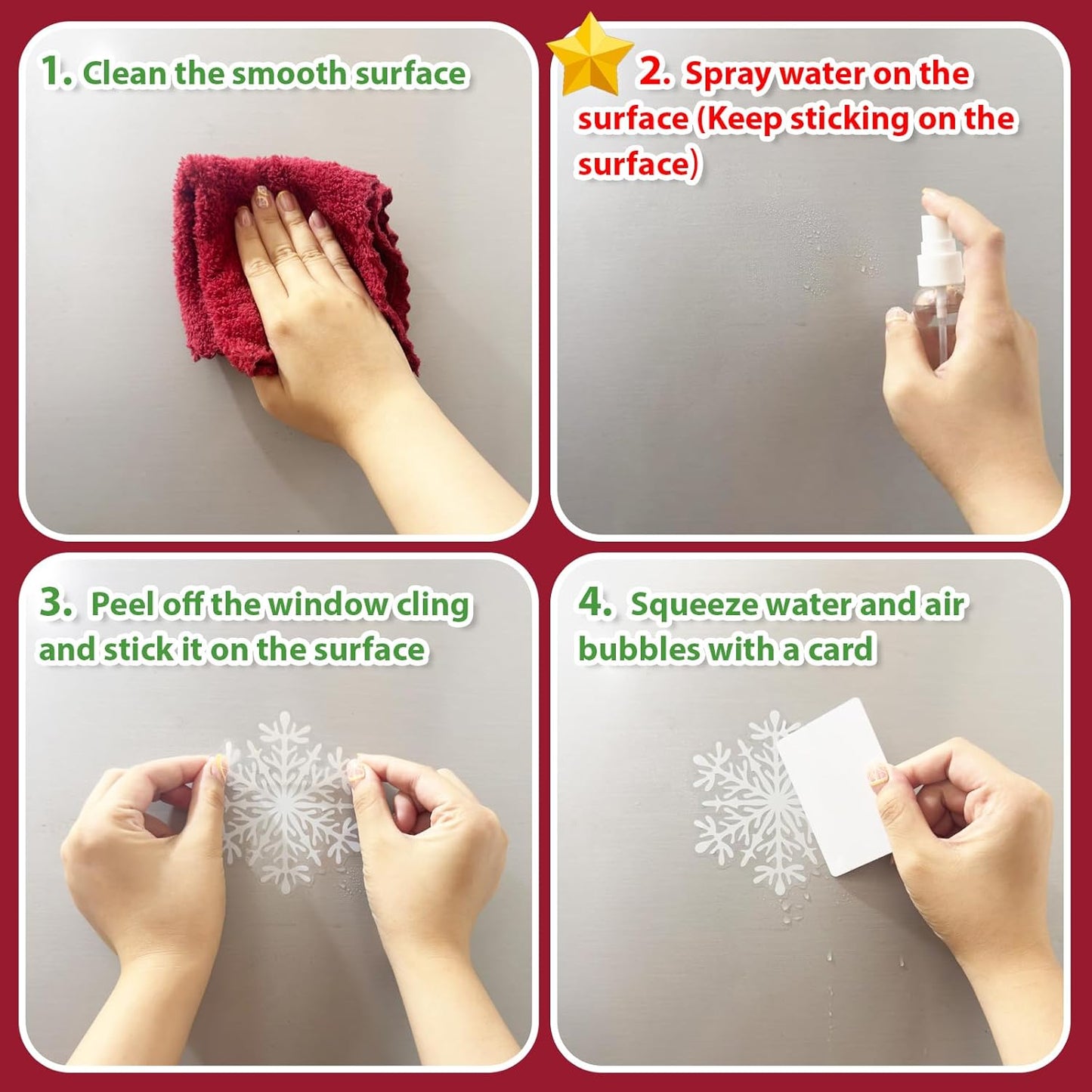 438Pcs Snowflake Window Cling Stickers for Christmas Decorations, 10 Sheets Christmas Window Clings of Different Shapes Xmas Decals for Glass Home Decor Indoor and Outdoor Party Supplies