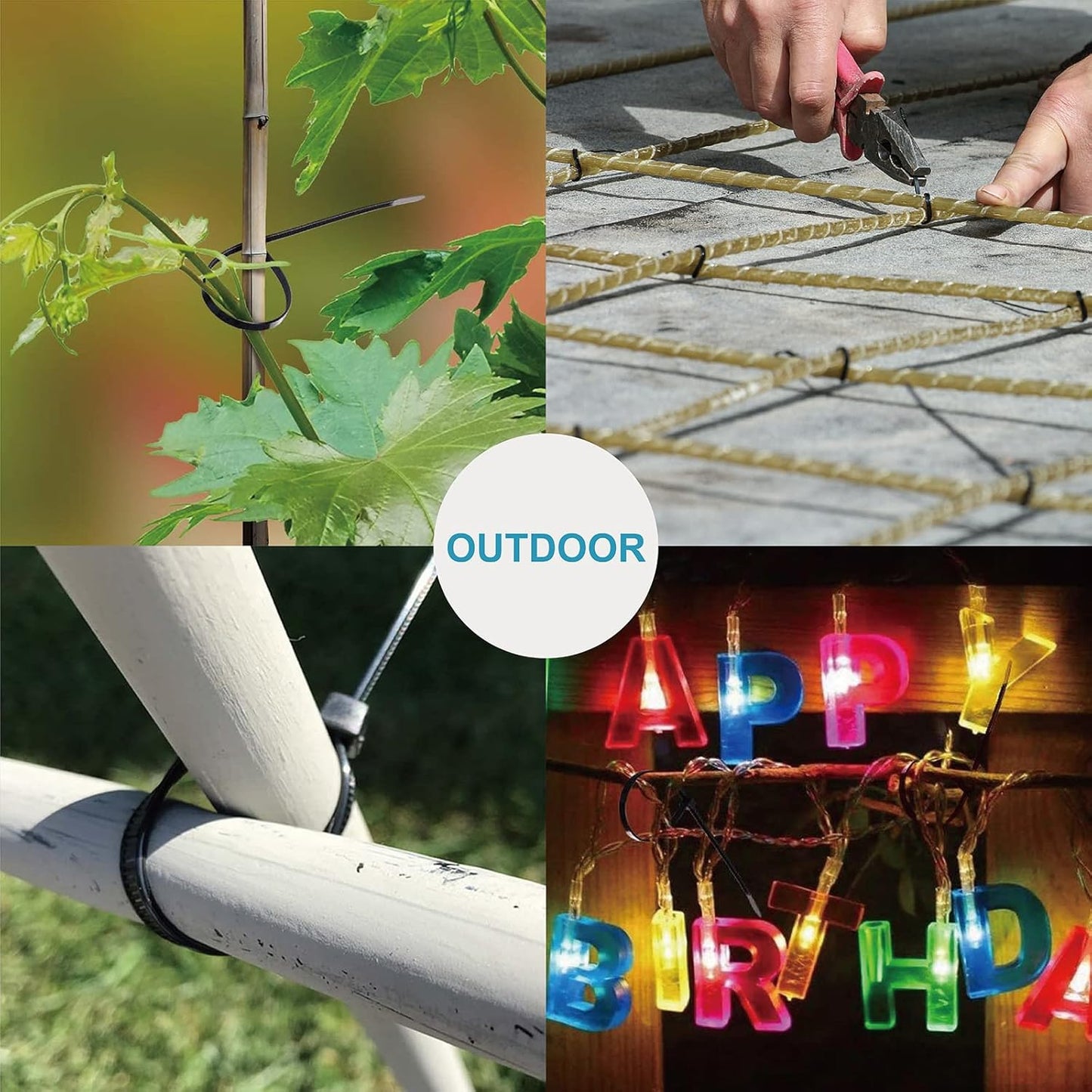 Zip Ties Assorted Sizes(4”+6”+8”+12”), 400 Pack, Black Cable Ties, UV Resistant Wire Ties by ANOSON - Cart Shape