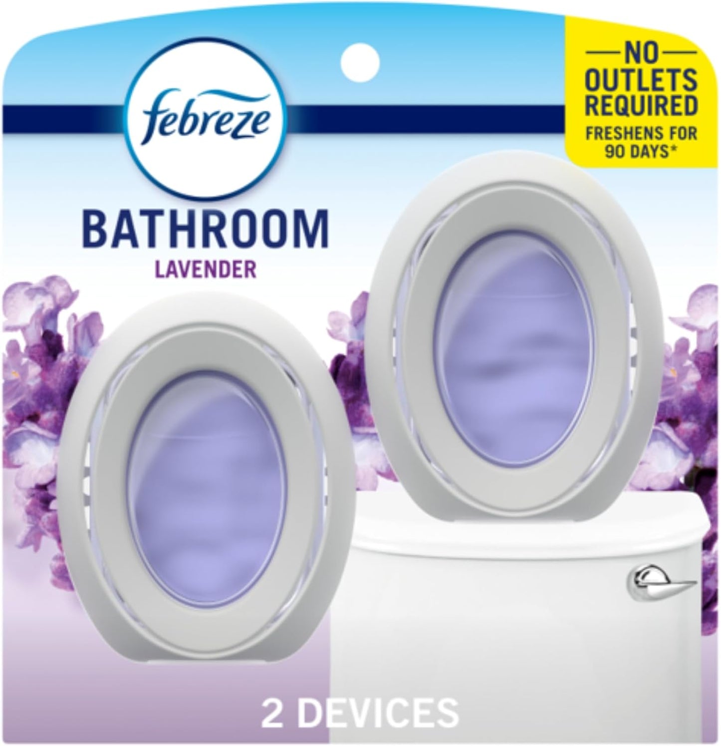 Febreze Small Spaces Air Freshener, Odor-Fighting, Plug In Alternative, Air Fresheners for Home and Bathroom and Kitchen, Closet Air Fresheners, Light Lavender Scent, 2 Count