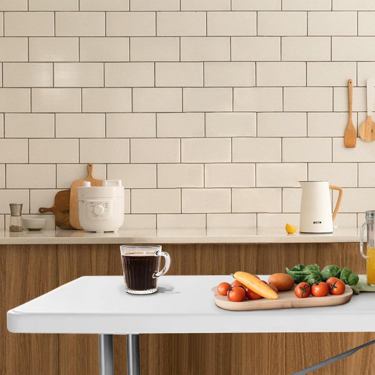 Folding Table 6ft Portable Heavy Duty Plastic Fold-in-Half Utility Foldable Table Plastic Dining Indoor Outdoor for Camping, Picnic and Party, White