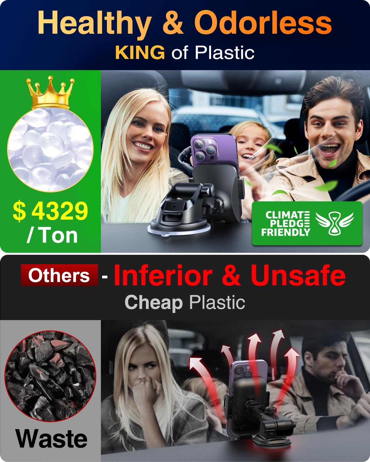 VANMASS 85+LBS Strongest Suction & Military-Grade 2025 Ultimate Car Phone Mount Patent & Safety Certs Cell Phone Holder Truck Stand for Dashboard Windshield Vent for iPhone 17 Pro Max 16 15 Samsung