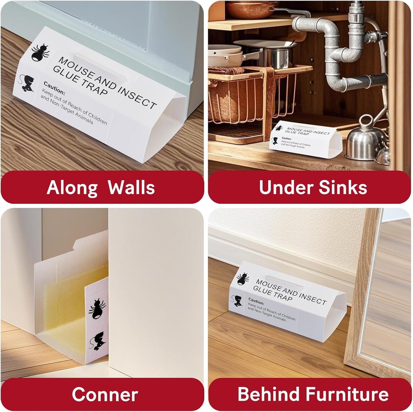 38Pack Mouse & Insect Traps Indoor for Home, Glue Traps for Mice Roach Rats Rodents Ant, Sticky Pest Control Adhesive Tray for Catching Bugs, Sesame Oil Scent Non Toxic Pre-Baited Glue Boards