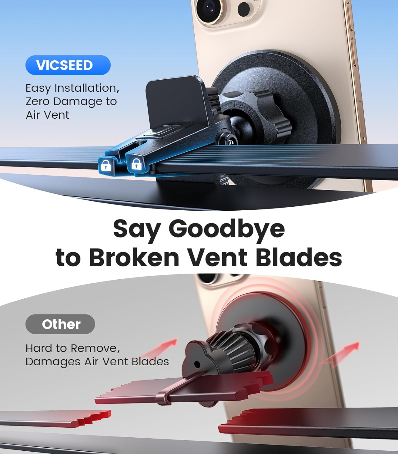 VICSEED for MagSafe Car Mount Upgraded Strongest Magnet Power Magnetic Phone Holder for Car Vent 360 Adjustable Magnetic Car Phone Holder Mount for iPhone 17 Pro Max 16 15 14 13 12 Plus Mini