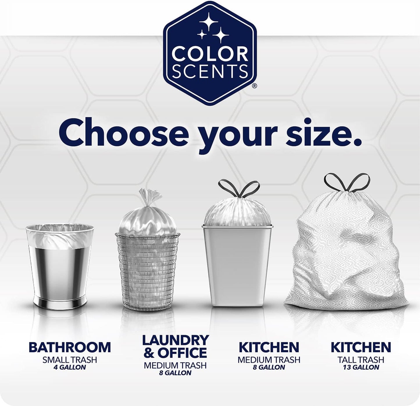 Color Scents Medium Trash Bags - 8 Gallon, 40 Bags (1 Pack of 40 Bags) Twist Tie - Cream Color Bag in Vanilla Flower Scent with Microban