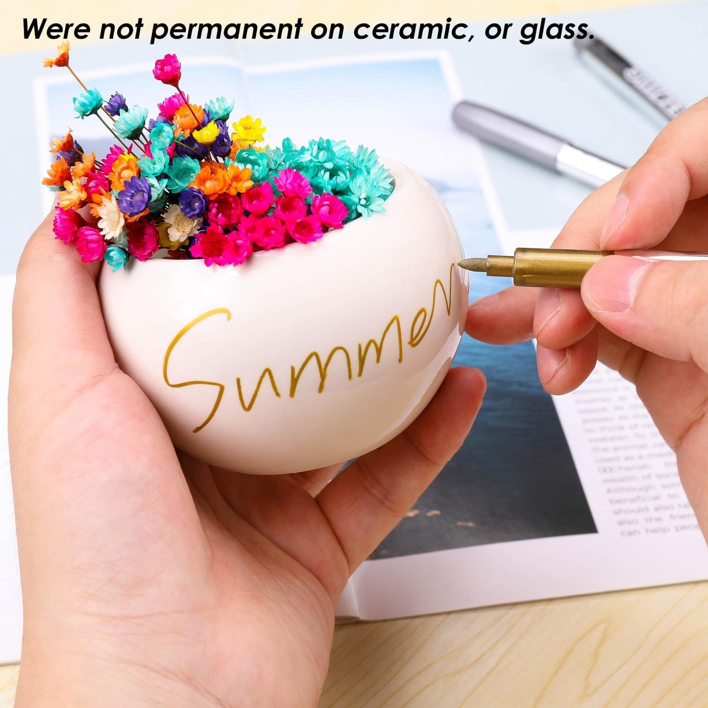 Dyvicl Metallic Markers Pens - Silver and Gold Paint Pens for Black Paper, Glass, Rock Painting, Halloween Pumpkin, Card Making, Scrapbook Album, Christmas DIY Art Craft Kids, Set of 4