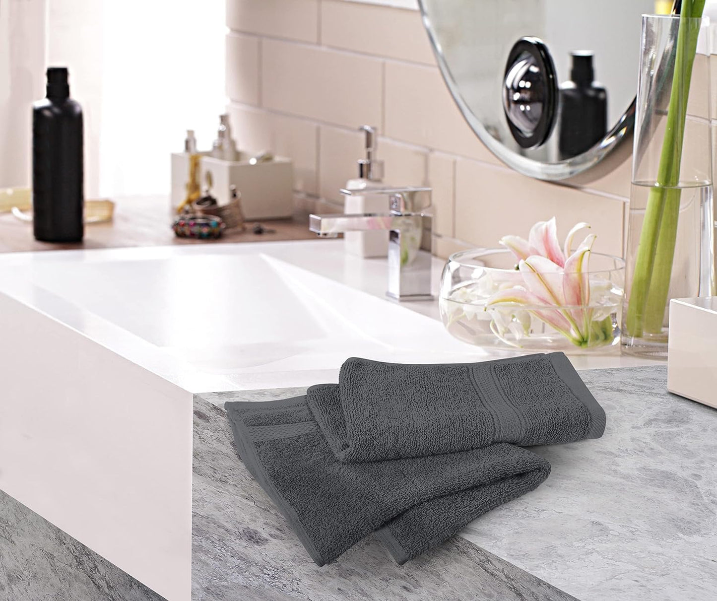 Utopia Towels 6 Pack Premium Hand Towels Set, 16 by 28 inches, 100% Ring Spun Cotton, Ultra Soft and Highly Absorbent 600GSM Towels for Bathroom, Gym, Shower, Hotel, and Spa, Grey