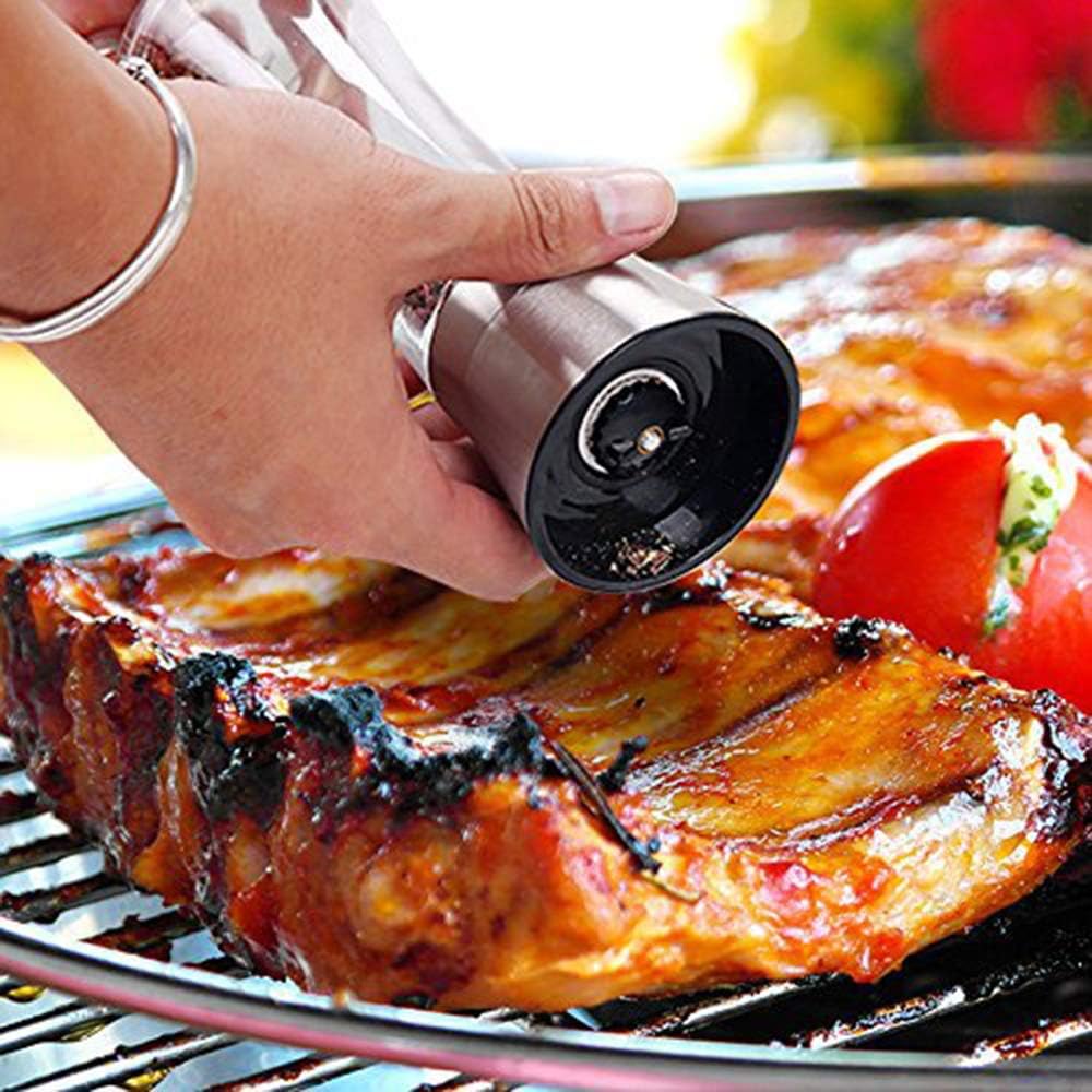 Original Stainless Steel Salt or Pepper Grinder - Top Spice Mill with Ceramic Blades, Brushed Stainless Steel and Adjustable Coarseness By Pepper Grinder (Single Package)