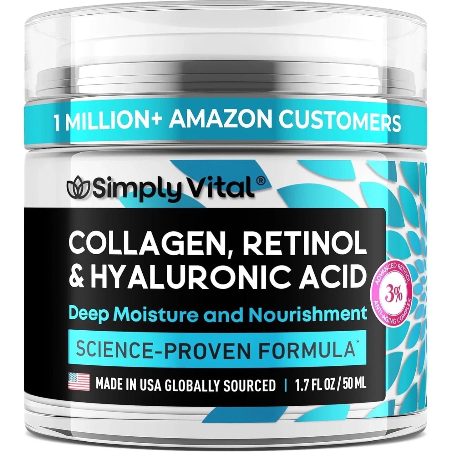 SimplyVital Anti-Aging Collagen, Retinol & Hyaluronic Face Cream – 1.7 fl.oz. - Cart Shape