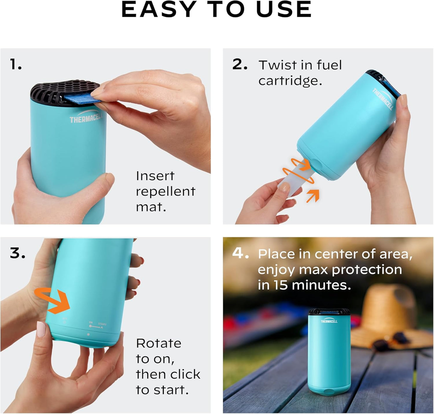 Thermacell Mosquito Repeller Patio Shield; Includes 12-Hour Refill; 15 Foot Zone of Protection; Highly Effective Mosquito Repellent for Patio; Bug Spray Alternative; Scent Free