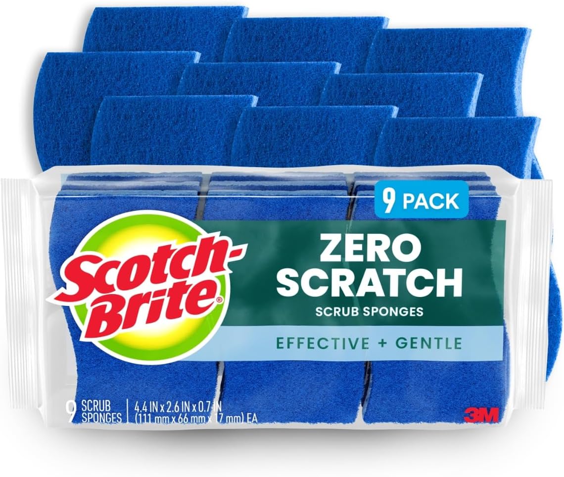 Scotch-Brite Non-Scratch Scrub Sponges, For Washing Dishes and Cleaning Kitchen, 9 Scrub Sponges