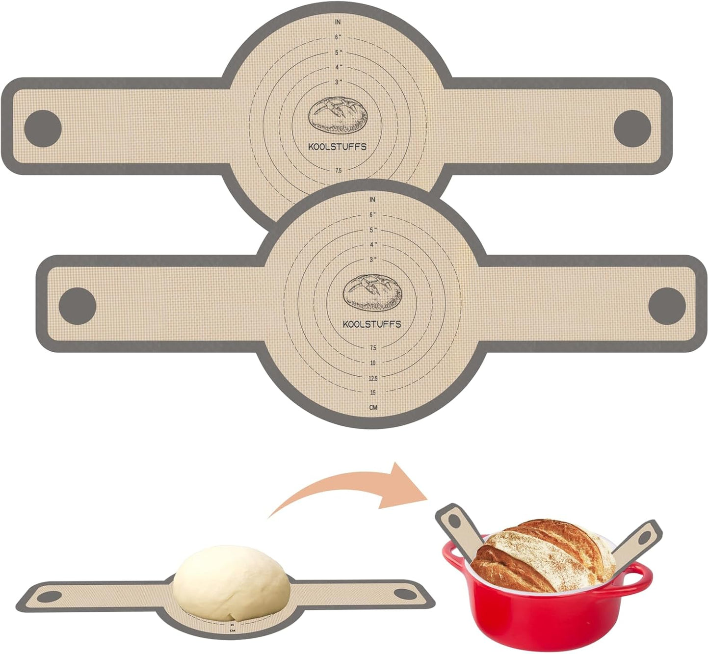 Silicone Bread Sling for Dutch Oven, 2 PCS Non-Stick & Easy Clean Reusable Sourdough Mat, Sourdough Bread Baking Supplies, Tools & Accessories