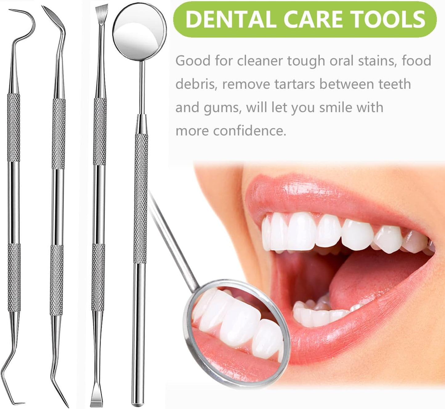 Dental Tools, Professional Teeth Cleaning Oral Care Hygiene Kit, Stainless Steel Dental Pick Tooth Scraper Tartar Plaque Remover for Dentist, Personal, Pet Use with Storage Box