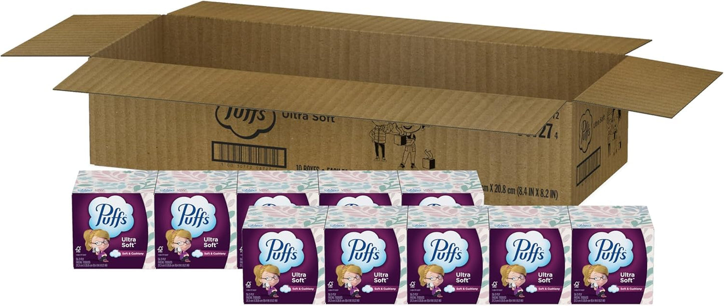 Puffs Ultra Soft Non-Lotion Tissues, 10 Cubes, 56 Tissues Per Box