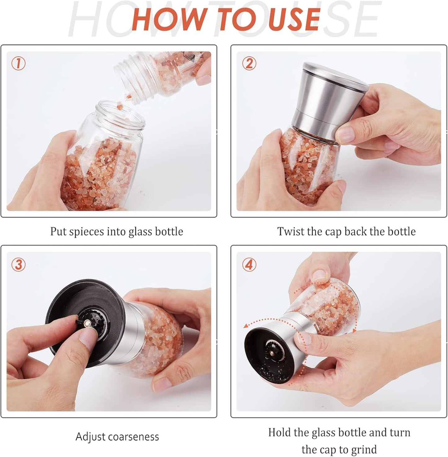 Original Stainless Steel Salt or Pepper Grinder - Top Spice Mill with Ceramic Blades, Brushed Stainless Steel and Adjustable Coarseness By Pepper Grinder (Single Package)