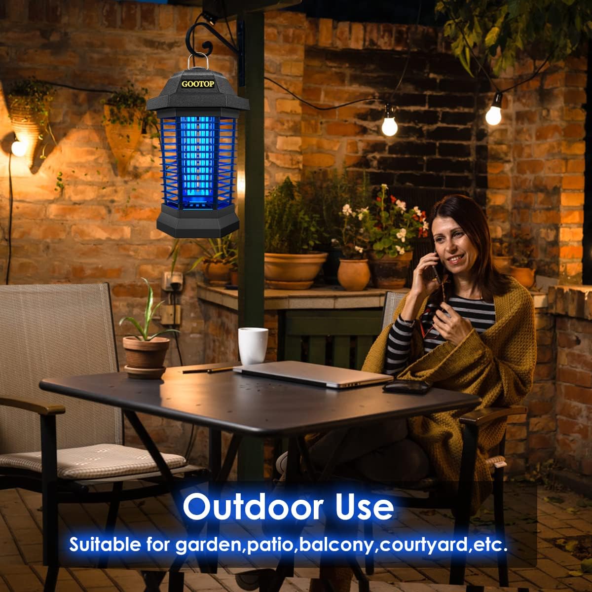 GOOTOP Bug Zapper Outdoor, Mosquito Zapper, Electric Fly Zapper, Mosquito Killer, Fly Traps, 3 Prong Plug, Flying Insects Zapper Indoor Outdoor 90-130V, 4200V, ABS Plastic Outer (Black)