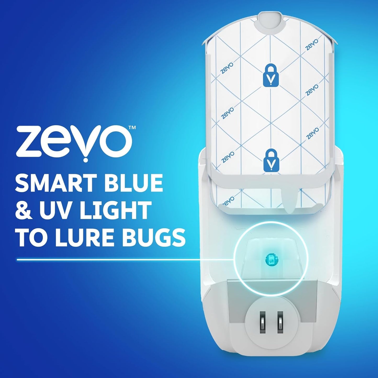 Zevo Flying Insect Trap & Cartridge - Plug in Fly Trap & Indoor Bug Catcher for Gnats, House & Fruit Flies - Mess-Free - Use in Any Room - Uses Blue & UV Light (1 Plug in Device & 1 Cartridge)