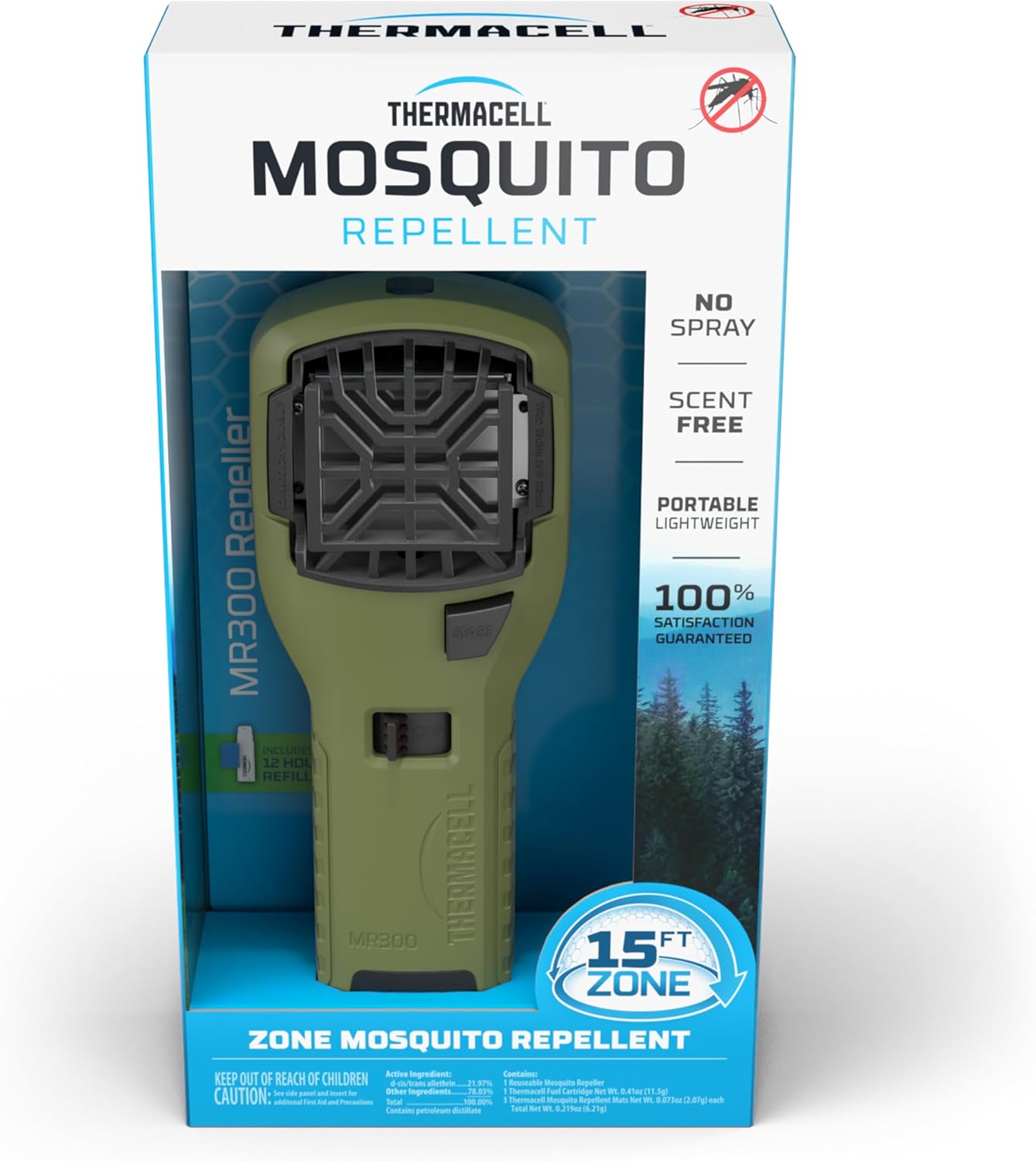 Thermacell Mosquito Portable Repeller; Includes 12-Hour Refill; 15 Foot Zone of Protection; Highly Effective Mosquito Repellent; Deet Free Bug Spray Alternative; Scent Free