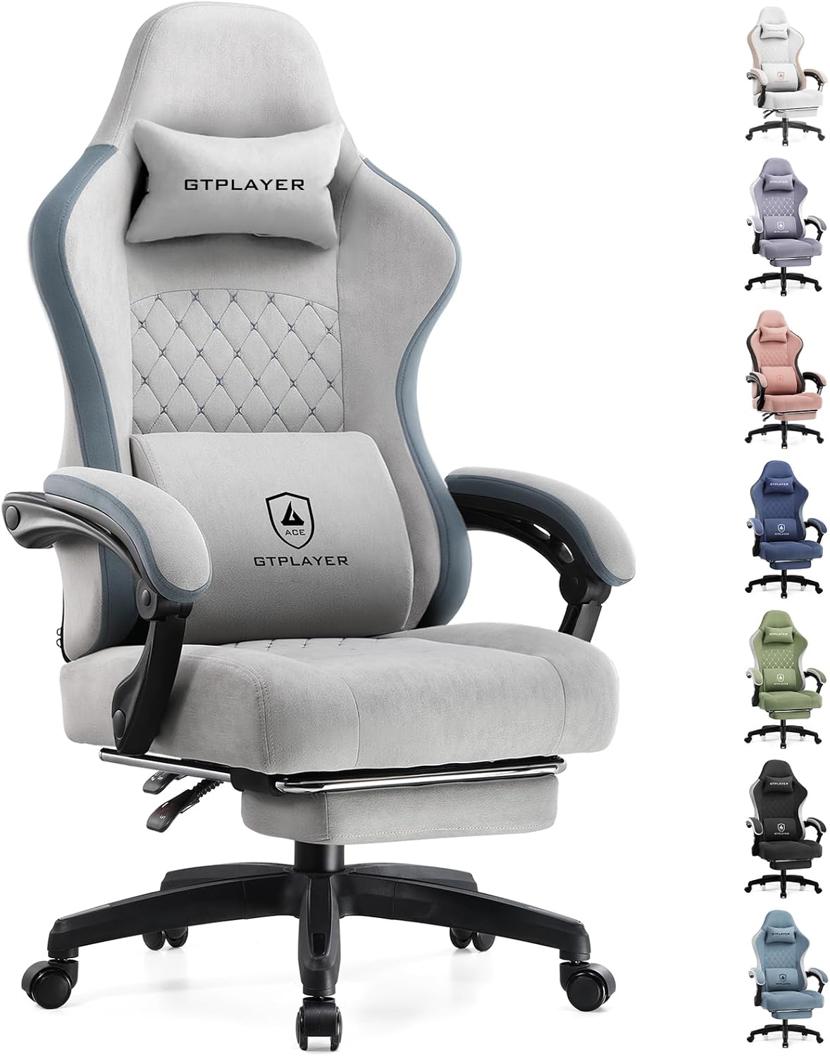 GTPLAYER Gaming Chair, Computer Office Chair with Pocket Spring Cushion, Linkage Armrests and Footrest, High Back Ergonomic Computer Chair with Lumbar Support Task Chair with Footrest