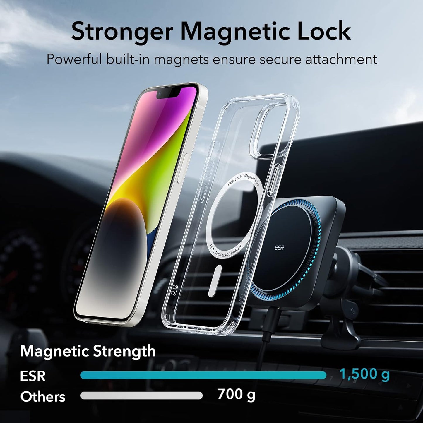 ESR Case for iPhone 14/iPhone 13, Compatible with MagSafe, Classic Hybrid Magnetic Mobile Phone Case iPhone 14/13 Case, Military Standard, Drop Protection, Scratch-Resistant Back, Clear