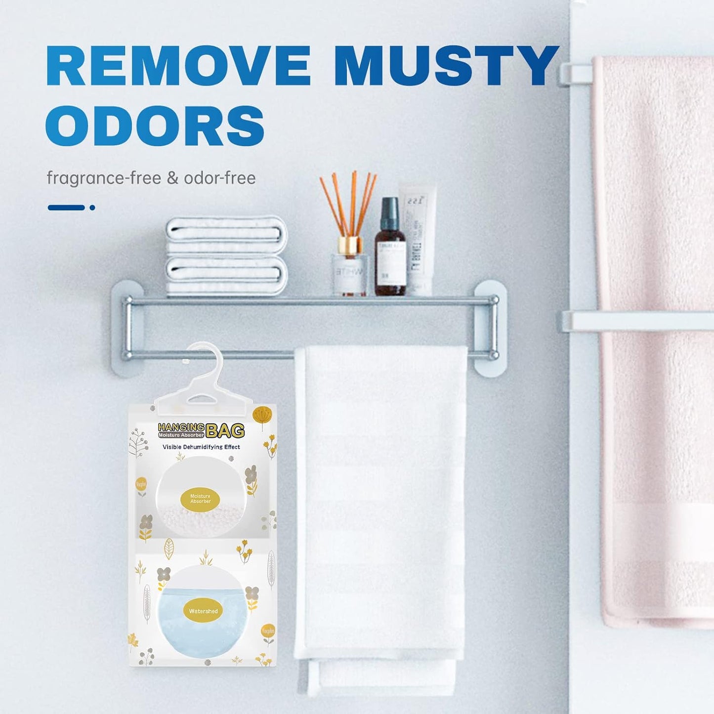 Vacplus Moisture Absorbers, Hanging Closet Dehumidifier Bags, Humidity Packs, Desiccant, Closet Dehumidifiers with Fragrance Free, 10 Pack, 9.8 OZ