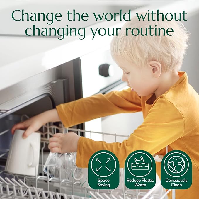 CLEANOMIC Dishwasher Pods (32 Eco Tabs) Soap Detergent, No Harsh Ingredients, Individually Wrapped - Lemon Fresh