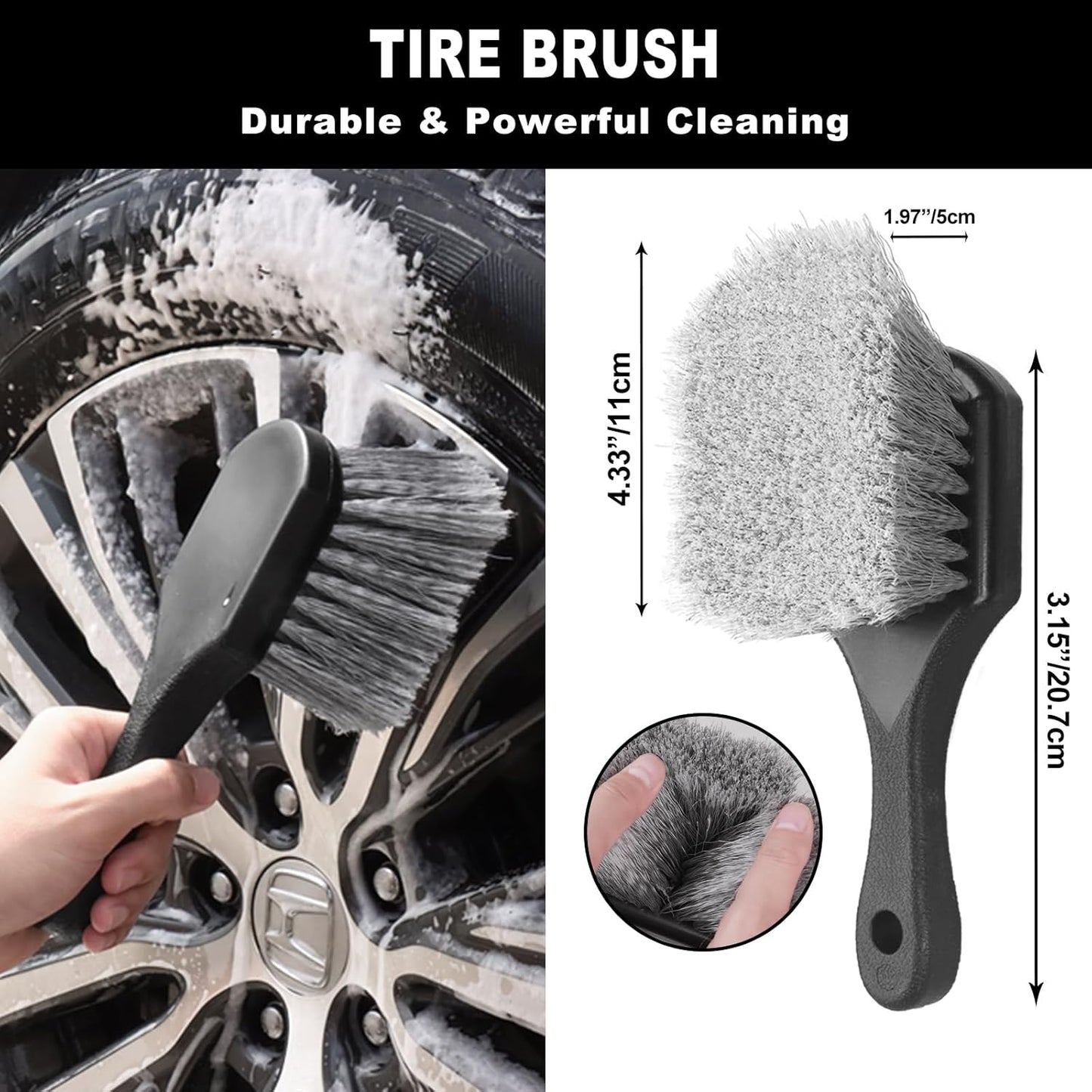 7Pcs Car Wheel Brush kit, Tire Brush, Wheel Cleaner Brush, Soft-bristled Rim Cleaner Brush, Tire Shine Applicator Pad, Car Detailing Brushes, Wheel Brushes for Cleaning Wheels,Tires