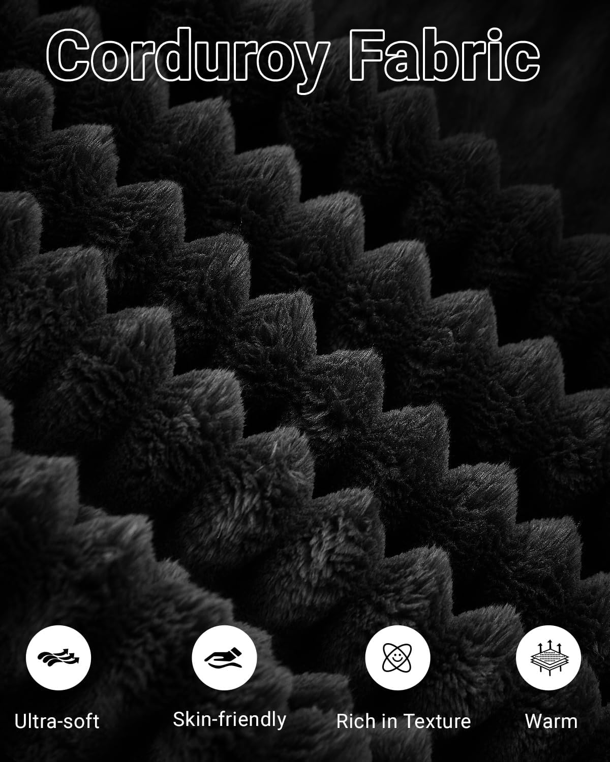 Cloud Sectional Couch,105 Inch Modular Sectional Sofa with Deep Seat,Modern Corduroy Boneless Couches with L-Shape Chaise for Living Room Bedroom,No Assembly Required (Black, Right Facing Chaise)