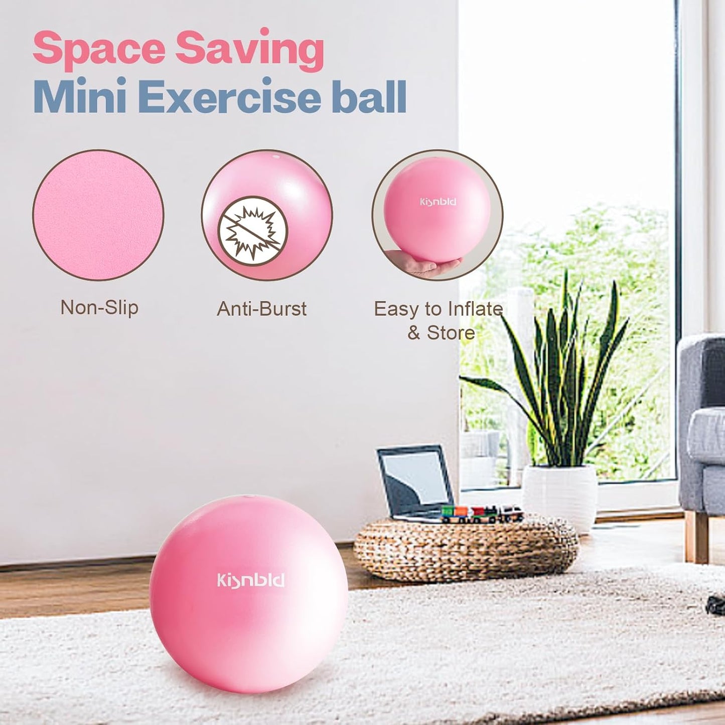 Small Exercise Ball, 9 Inch Mini Pilates Ball, Anti Burst and Slip Resistant Mini Yoga Ball for Stability, Fitness, Physical Therapy, Stretching & Core Strength Workout at Home Gym & Office