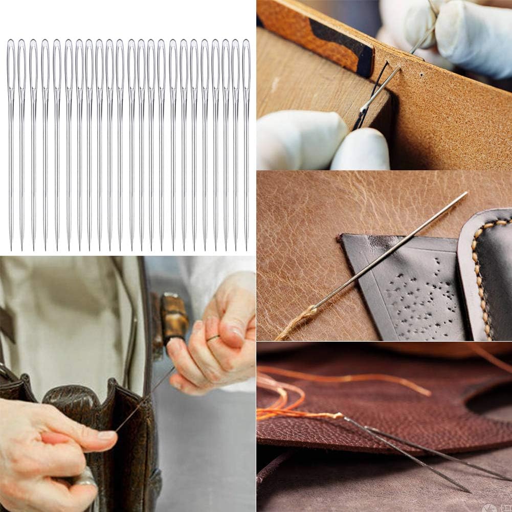 23 PCS Large Eye Sewing Needles, 2.36in Sewing Sharp Needles, Leather Embroidery Thread Needle, Stainless Steel Yarn Knitting Needle with a 3.3in Plastic Bottle