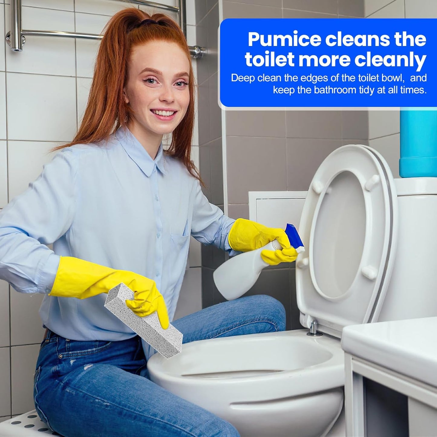 6 Pack Pumice Stone Toilet Bowl Cleaner, Pumice Stone for Cleaning, Powerfully Cleans Toilets, Bathtubs, Grills, Swimming Pools, Sinks