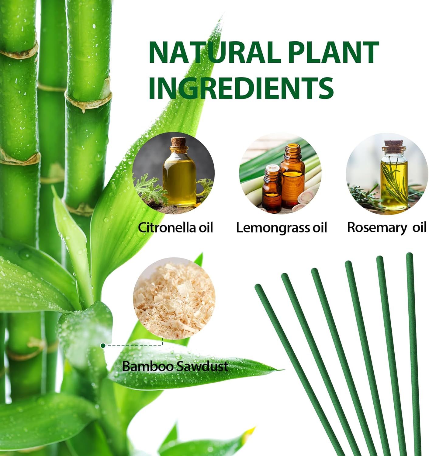 KICKOUTOR® Mosquito Repellent Outdoor Patio 120 PCS Citronella Oil Mosquito Incense Sticks Natural Organic Mosquito Barrier Mosquito Repeller for Backyard Travel Camping Indoors Gnat Mosquito Control