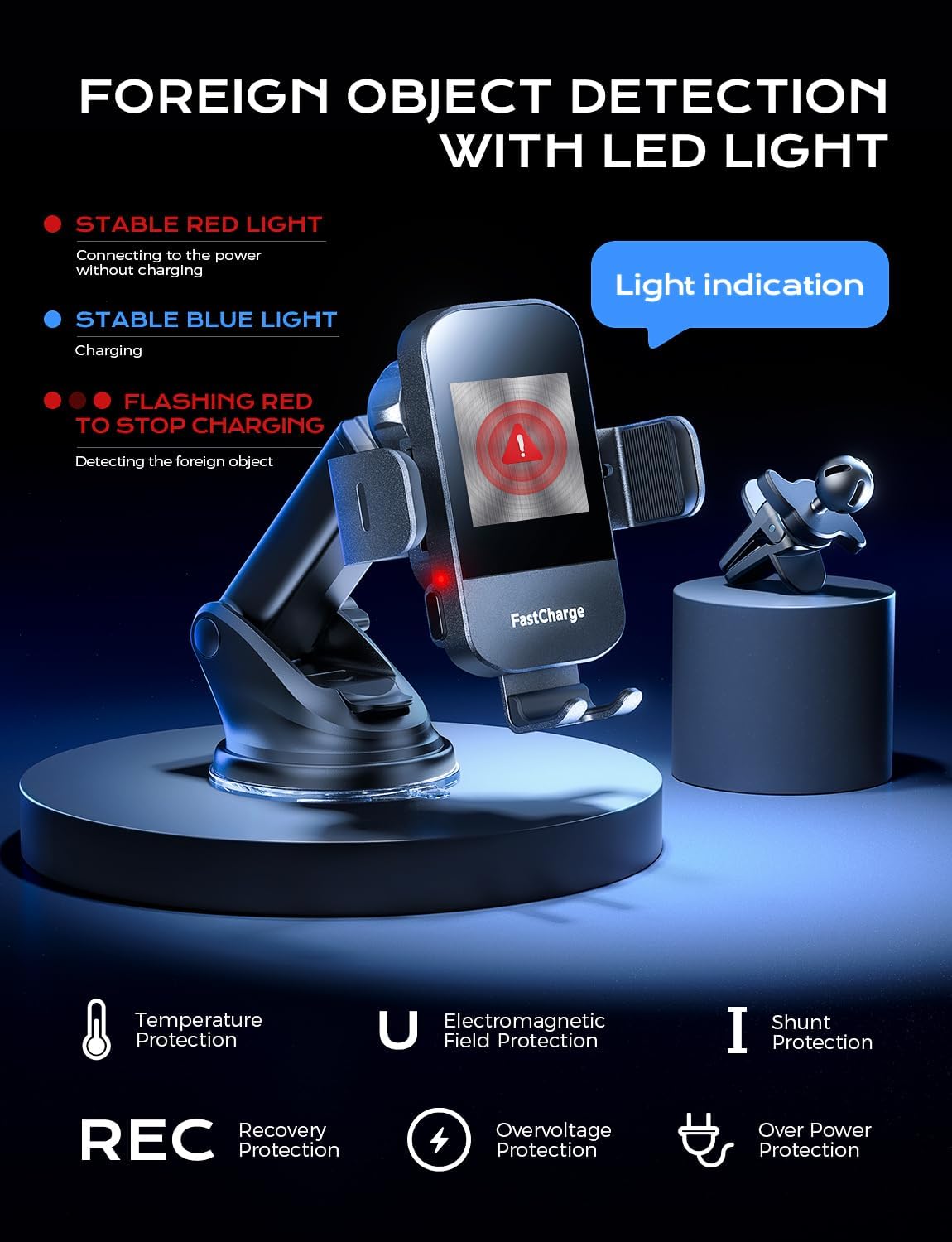 CHGeek Wireless Car Charger, 15W Fast Charging Auto Clamping Phone Holders for Your Car Phone Mount for Car fit for iPhone 17 16 15 14 13 12 Pro Max 11 XR XS, Samsung Galaxy S25 Ultra S24 S23, Black