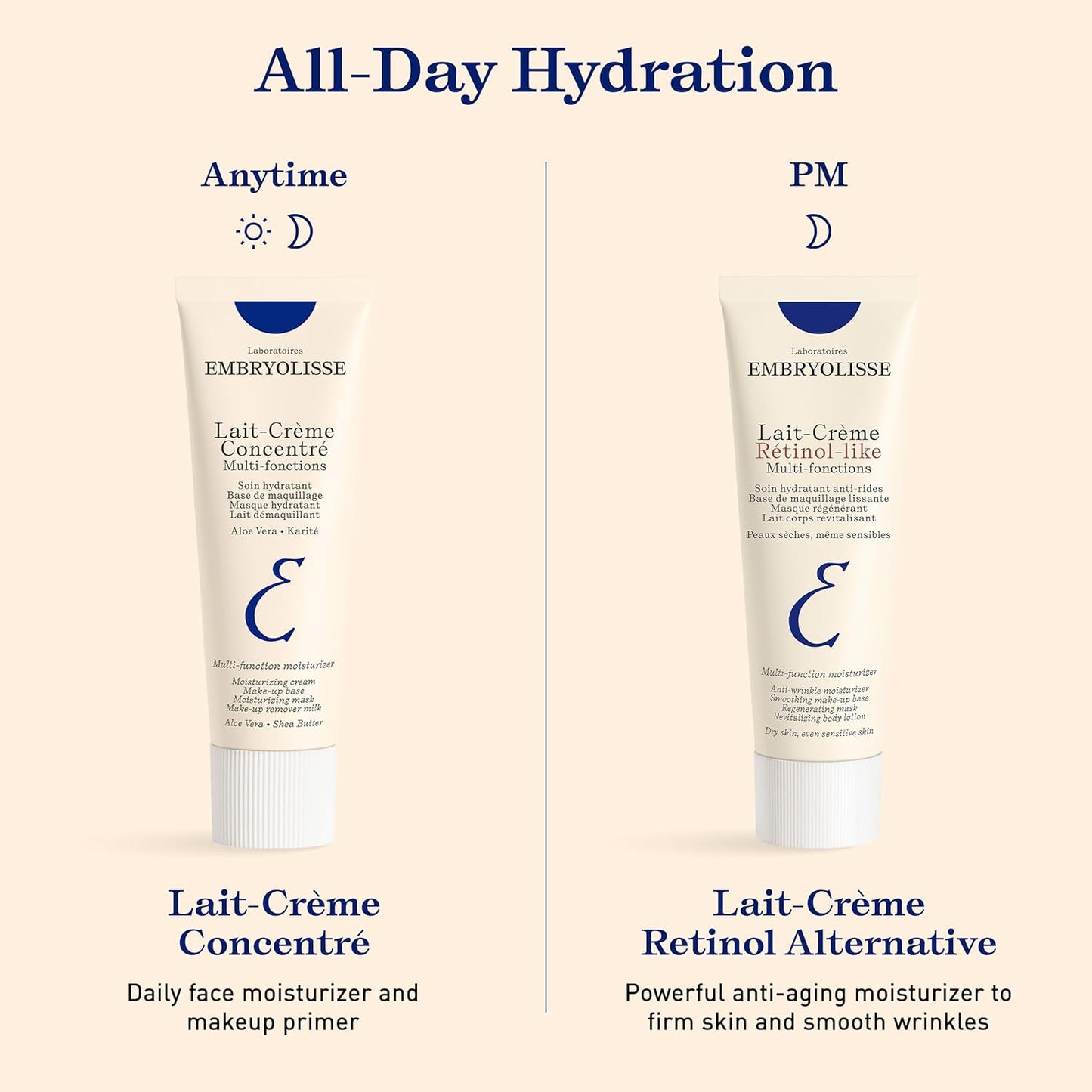 Embryolisse Lait-Crème Concentré, Multifunction Daily Moisturizer, Primer, and Makeup Remover, Suitable for All Skin Types. French Face Cream With Shea Butter & Aloe Vera