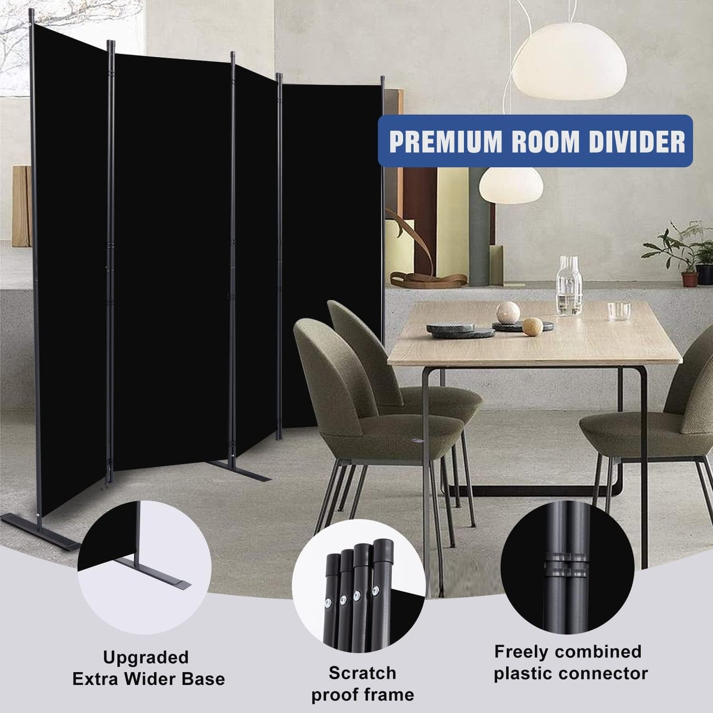 Room Divider 6FT Portable Room Dividers and Folding Privacy Screens, 88'' W Fabric Divider for Room Separation, 4 Panel Partition Room Dividers Screen