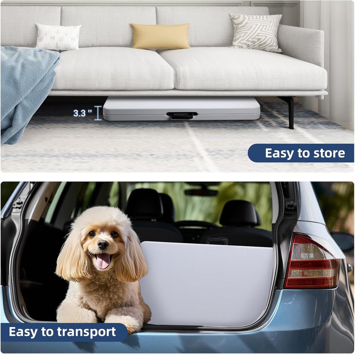 34" Square Folding Card Table, Fold-in-Half Utility Dining Portable Table Heavy Duty HDPE White Plastic Foldable with Carrying Handle Indoor Outdoor for Picnic, Camping, Party