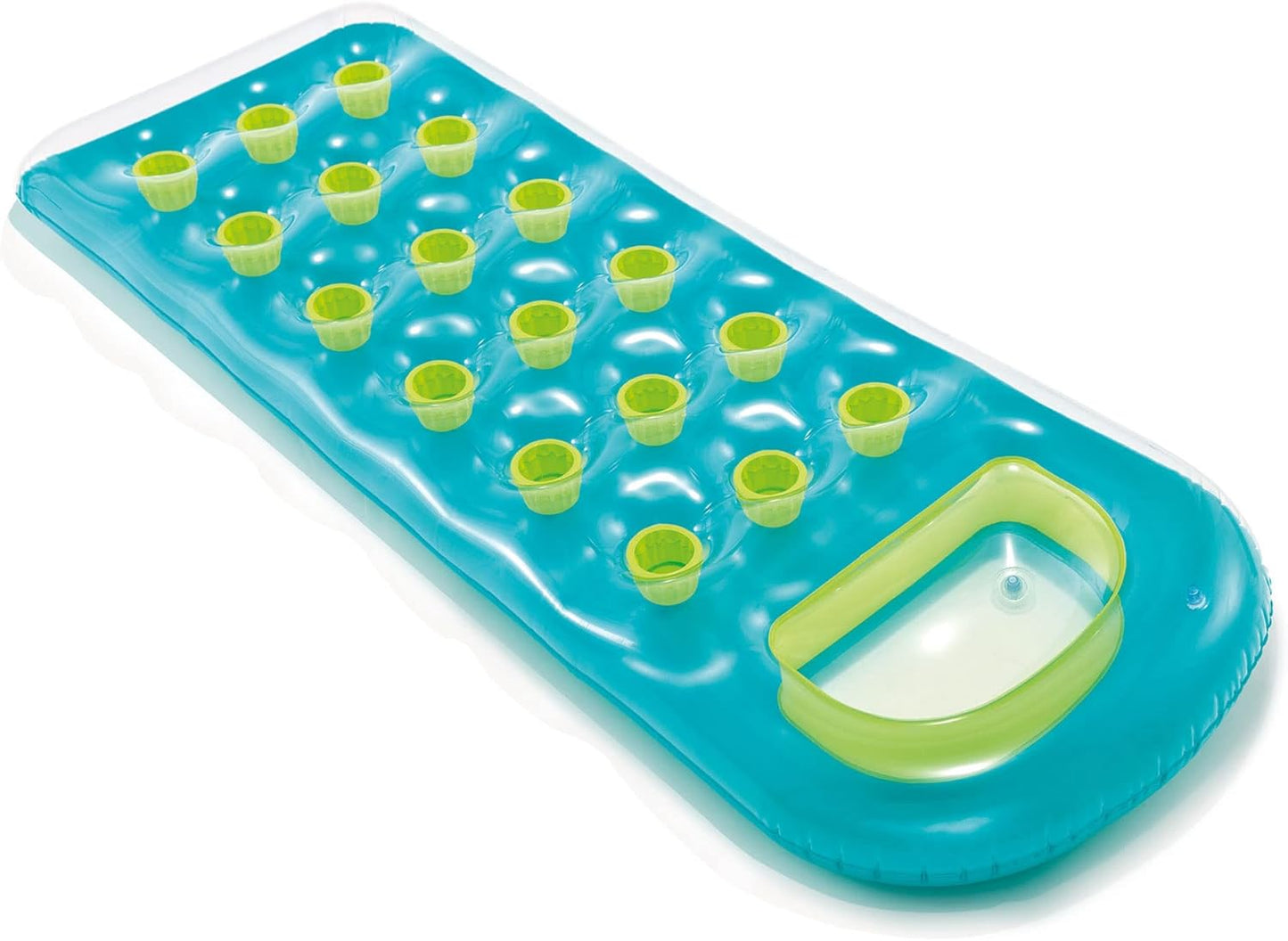 INTEX 18-Pocket Inflatable Pool Float Lounger with Pillow – 74" x 28" Raft for Adults – Suntanner Swimming Mat, Assorted Colors