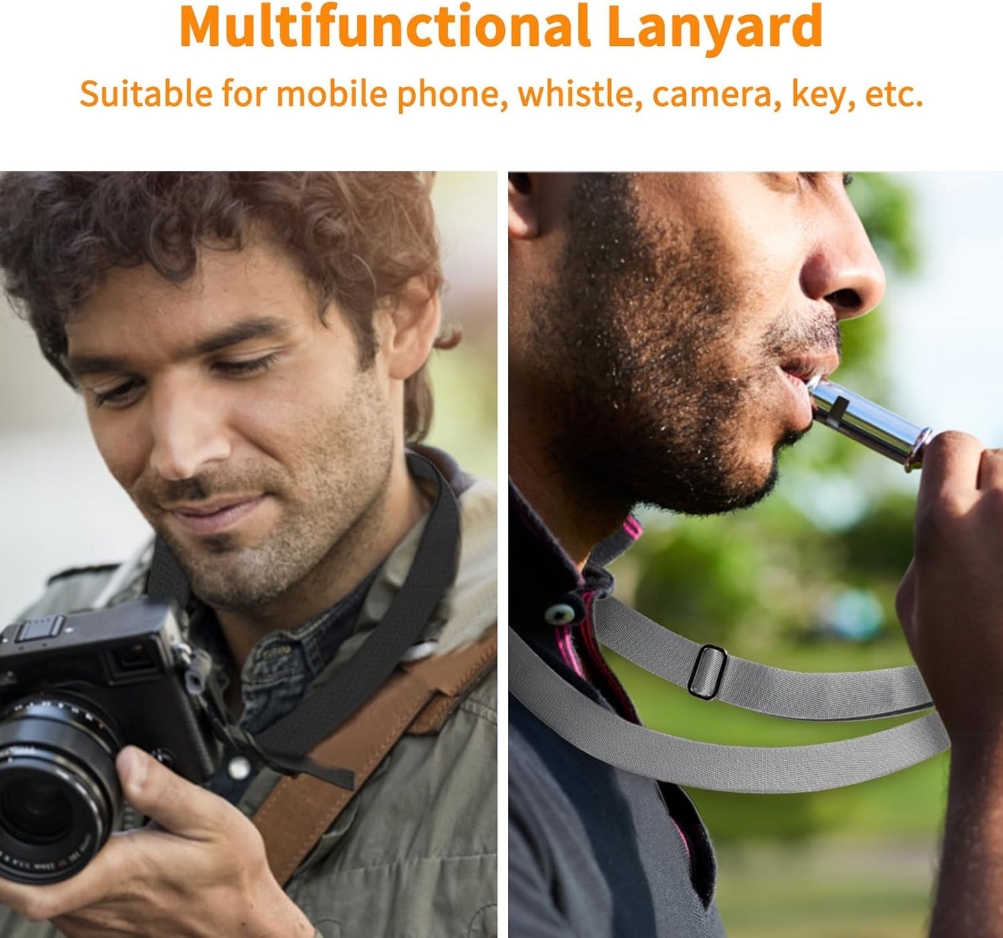 CACOE Phone Lanyard 2 Pack-2× Adjustable Neck Strap,2× Phone Patches,Universal Cell Phone Multifuctional Patch Lanyards Compatible with Most Smartphones(Black+Gray)