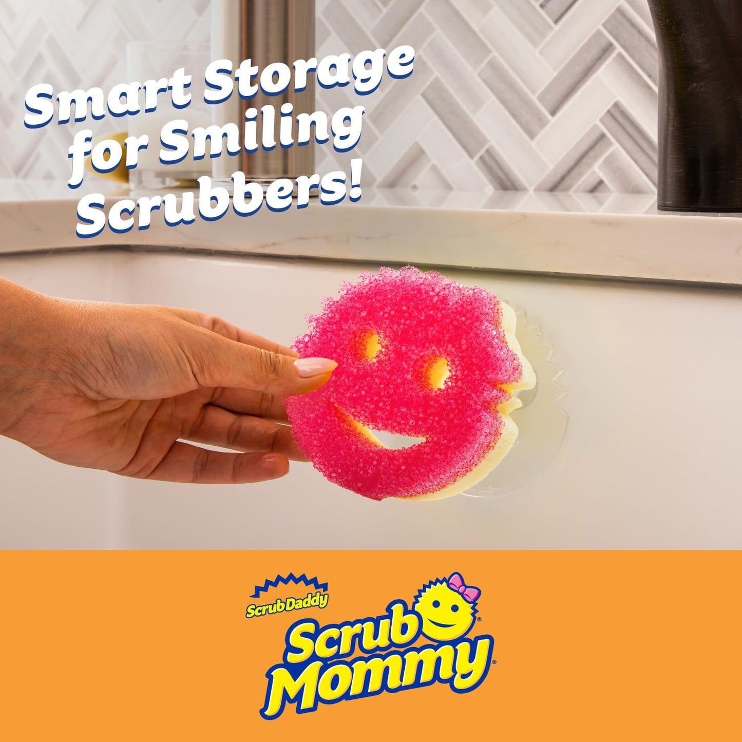 Scrub Daddy 6 Scrub Mommy Kitchen Sponges & 1 Daddy Caddy Sponge Holder - Scratch-Free for Dishes & Multipurpose Cleaning - BPA Free & Made with Polymer Foam - Stain & Odor Resistant