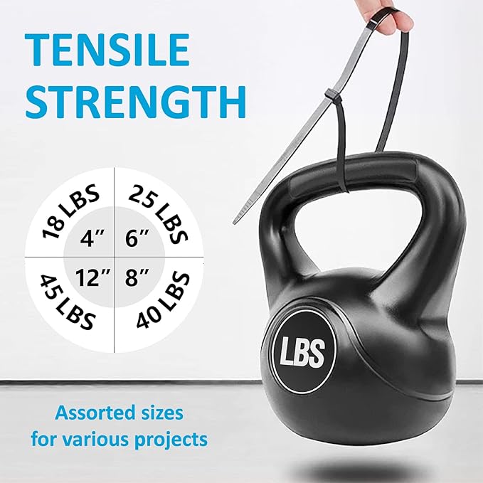 Zip Ties Assorted Sizes(4”+6”+8”+12”), 400 Pack, Black Cable Ties, UV Resistant Wire Ties by ANOSON - Cart Shape