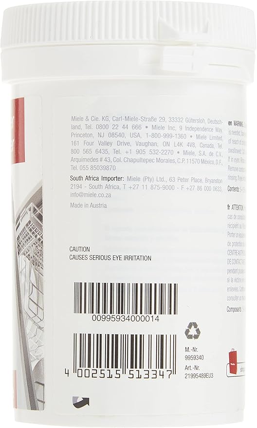 Miele DishClean Dishwasher Cleaner, Care Product for the Optimal Functioning of Dishwashers, Removing Odors and Limescale Deposits, 5.6 oz, white