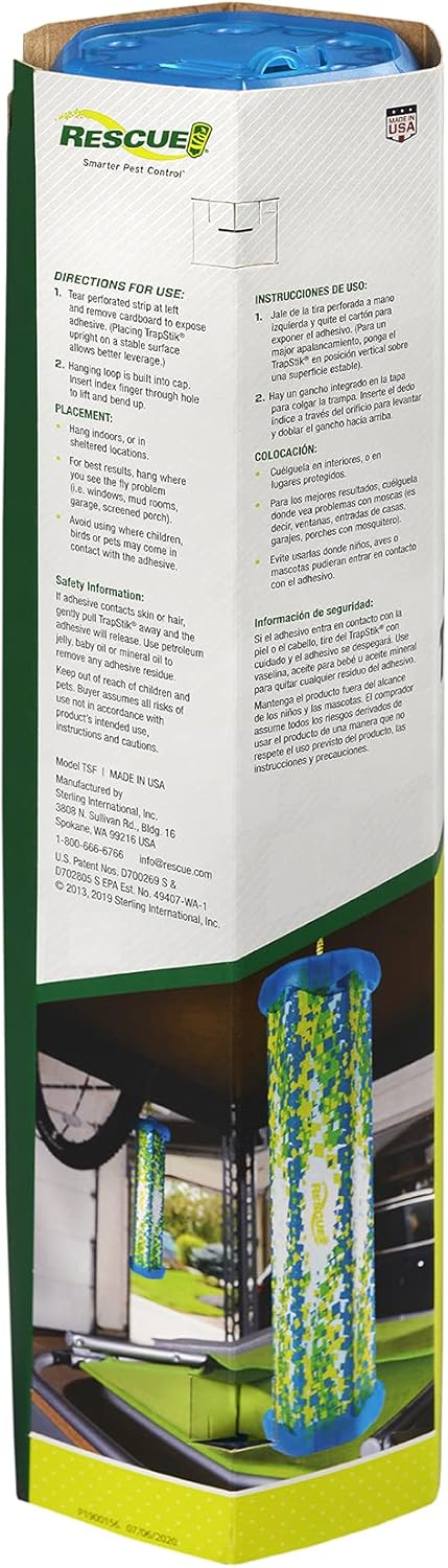 RESCUE! Non-Toxic TrapStik for Flies – Indoor Hanging Fly Trap - 4 Pack