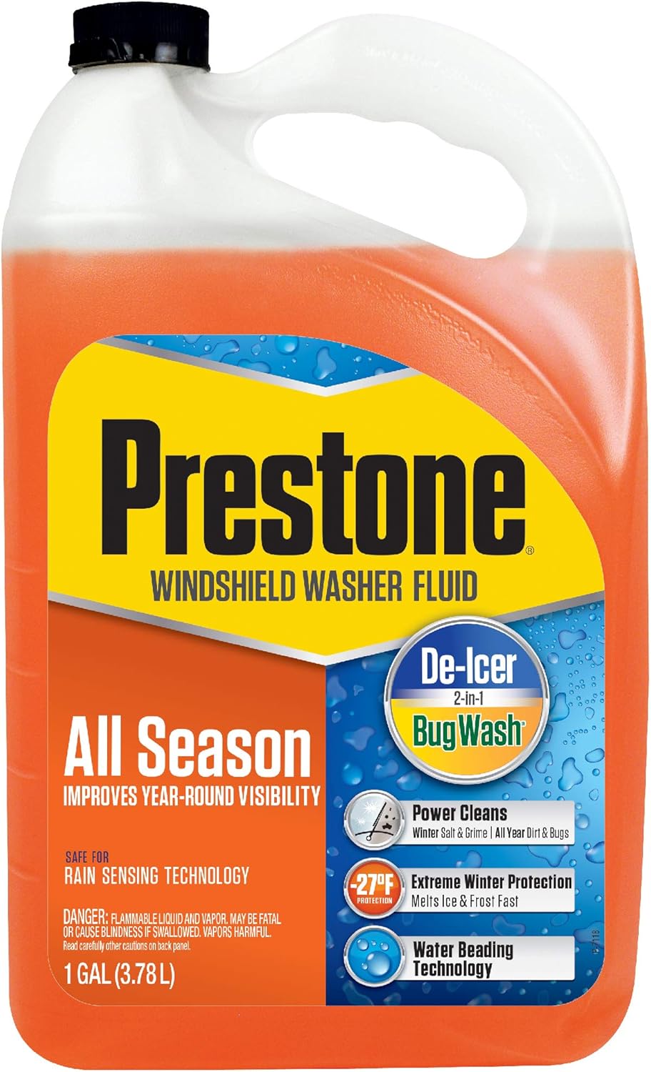 Prestone AS658 Deluxe 2-in-1 Windshield Washer Fluid, 1 Gallon